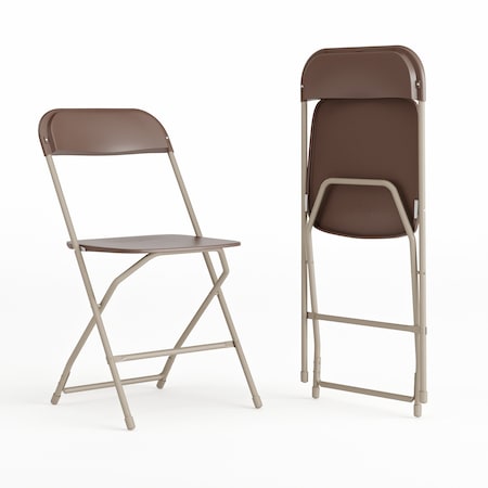 Hercules Series Plastic Folding Chair Brown - 2 LB Weight Capacity Comfortable Event Chair-Lightweight Folding Chair, PK2 MPN:2-LE-L-3-BROWN-GG