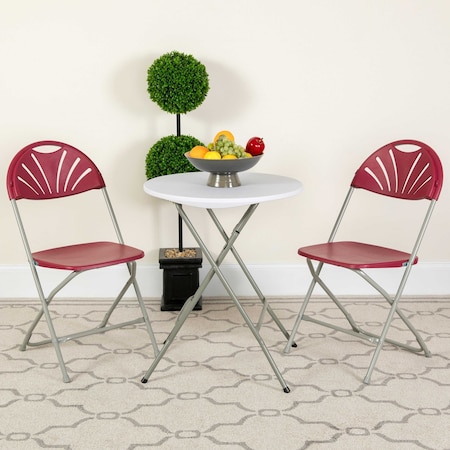 Burgundy Plastic Folding Chair, PK2 MPN:2-LE-L-4-BUR-GG