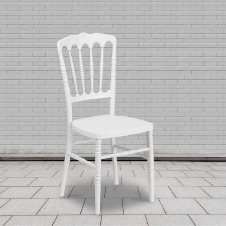 HERCULES Series White Resin Stacking Napoleon Chair, PK2 MPN:2-LE-L-MON-WH-GG
