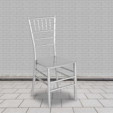 HERCULES Series Silver Resin Stacking Chiavari Chair, PK2 MPN:2-LE-SILVER-M-GG