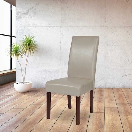 Greenwich Series Beige Leather Parsons Chair, PK2 MPN:2-QY-A37-9061-BGL-GG