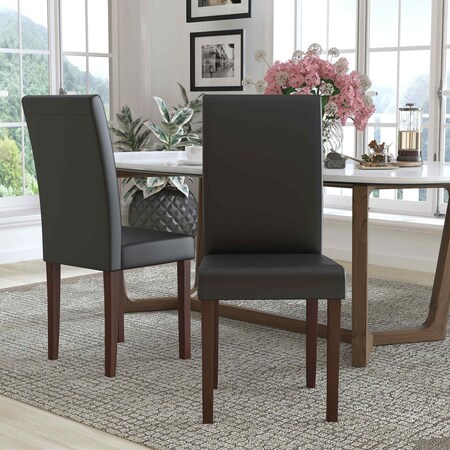 Greenwich Series Brown Leather Parsons Chair, PK2 MPN:2-QY-A37-9061-BRNL-GG