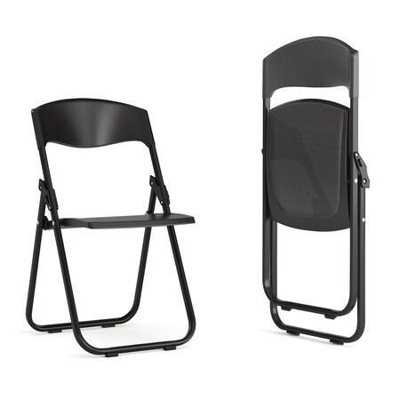 Black Plastic Folding Chair, PK2 MPN:2-RUT-I-BLACK-GG