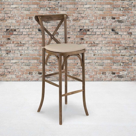 Antique Cross Back Barstool, PK2 MPN:2-XA-X-BAR-GO-BC-GG