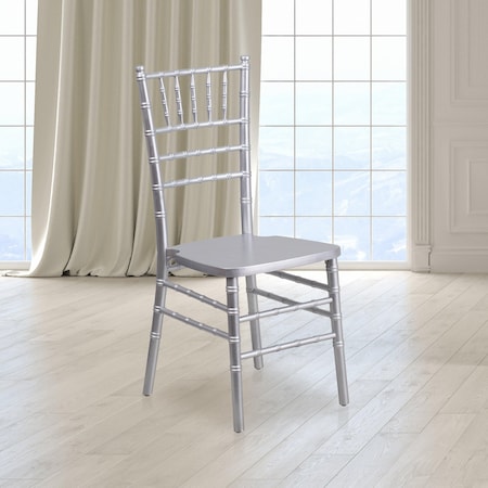 HERCULES Series Silver Wood Chiavari Chair, PK2 MPN:2-XS-SILVER-GG