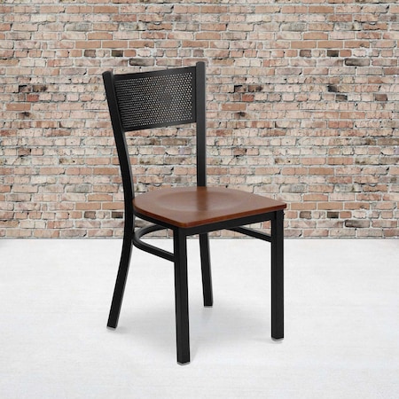 Black Grid Chair-Cherry Seat, PK2 MPN:2-XU-DG-60115-GRD-CHYW-GG