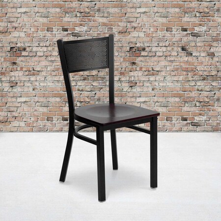 Black Grid Chair-Mah Seat, PK2 MPN:2-XU-DG-60115-GRD-MAHW-GG