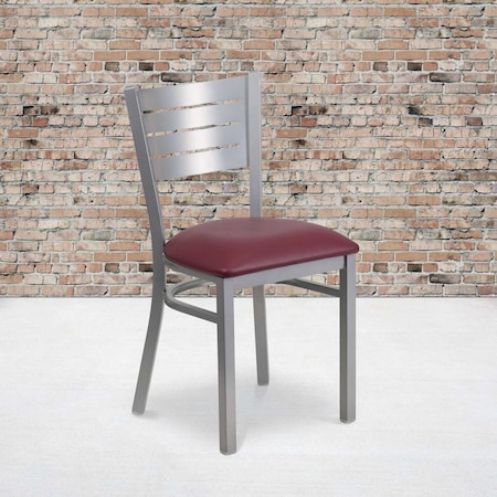 Silver Slat Chair-Burg Seat, PK2 MPN:2-XU-DG-60401-BURV-GG