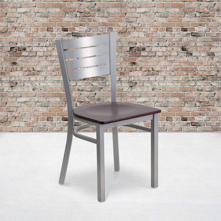 Silver Slat Chair-Mah Seat, PK2 MPN:2-XU-DG-60401-MAHW-GG