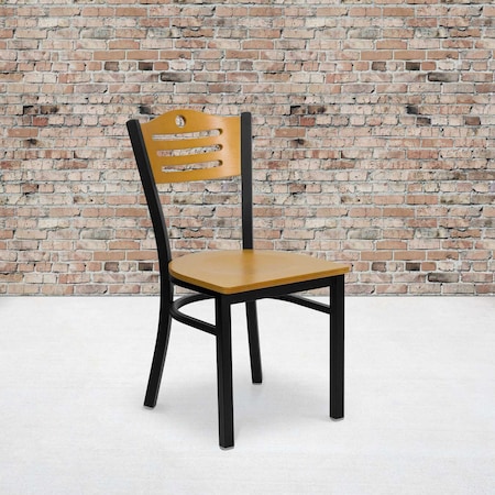 Bk/Nat Slat Chair-Wood Seat, PK2 MPN:2-XU-DG-6G7B-SLAT-NATW-GG
