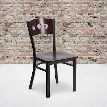 Bk/Wal 3 Circ Chair-Wood Seat, PK2 MPN:2-XU-DG-6Y2B-WAL-MTL-GG