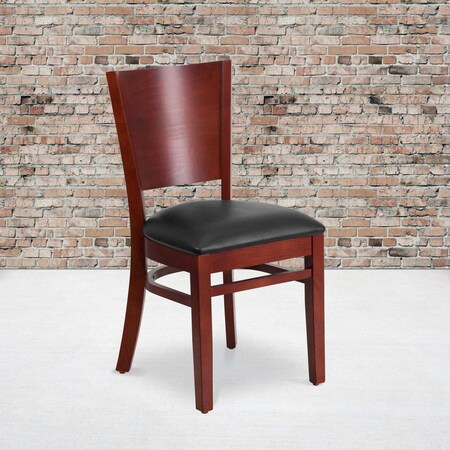 Mahogany Wood Chair-Blk Vinyl, PK2 MPN:2-XU-DG-W0094B-MAH-BLKV-GG