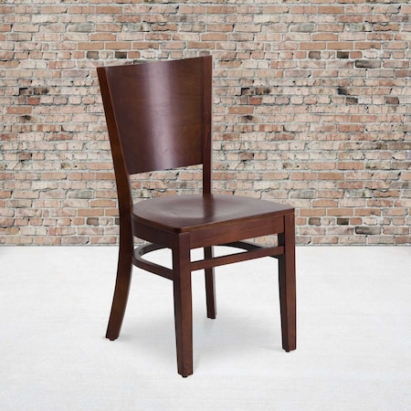 Lacey Series Solid Back Walnut Wood Restaurant Chair, PK2 MPN:2-XU-DG-W0094B-WAL-WAL-GG