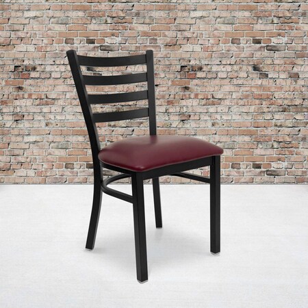 Black Ladder Chair-Burg Seat, PK2 MPN:2-XU-DG694BLAD-BURV-GG
