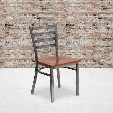 Clear Ladder Chair-Cherry Seat, PK2 MPN:2-XU-DG694BLAD-CLR-CHYW-GG