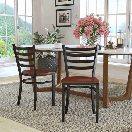 Black Ladder Chair-Mah Seat, PK2 MPN:2-XU-DG694BLAD-MAHW-GG