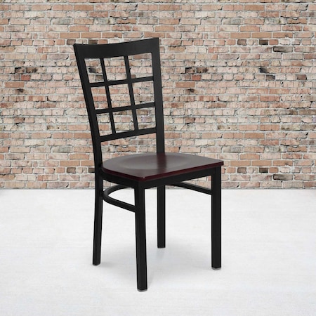 Black Window Chair-Mah Seat, PK2 MPN:2-XU-DG6Q3BWIN-MAHW-GG