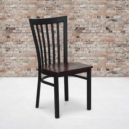 Black School Chair-Mah Seat, PK2 MPN:2-XU-DG6Q4BSCH-MAHW-GG