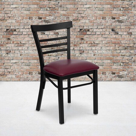 Black Ladder Chair-Burg Seat, PK2 MPN:2-XU-DG6Q6B1LAD-BURV-GG
