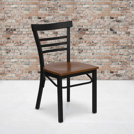Black Ladder Chair-Cherry Seat, PK2 MPN:2-XU-DG6Q6B1LAD-CHYW-GG
