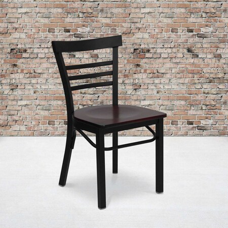 Black Ladder Chair-Mah Seat, PK2 MPN:2-XU-DG6Q6B1LAD-MAHW-GG