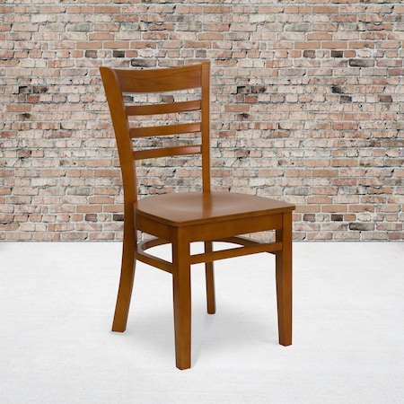 HERCULES Series Ladder Back Cherry Wood Restaurant Chair, PK2 MPN:2-XU-DGW0005LAD-CHY-GG