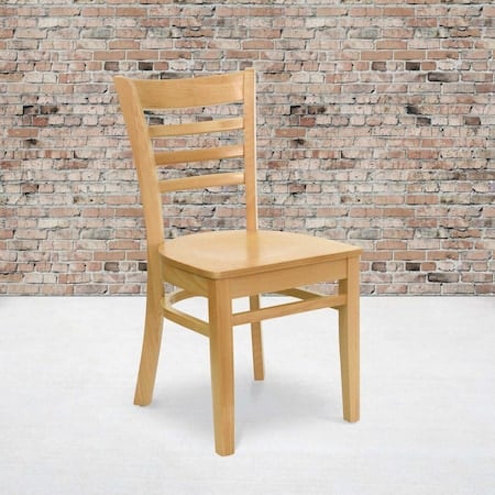 HERCULES Series Ladder Back Natural Wood Restaurant Chair, PK2 MPN:2-XU-DGW0005LAD-NAT-GG
