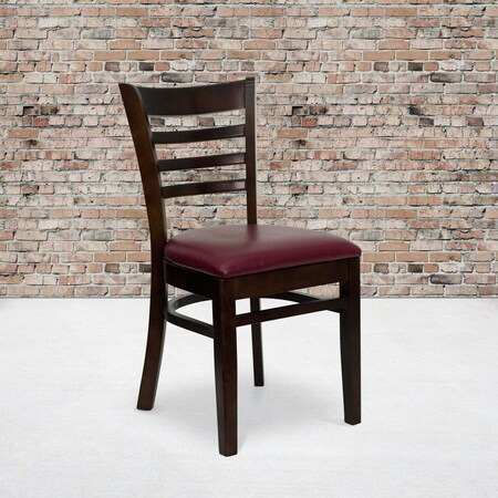 Walnut Wood Chair-Burg Vinyl, PK2 MPN:2-XU-DGW0005LAD-WAL-BURV-GG