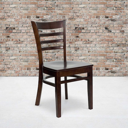 HERCULES Series Ladder Back Walnut Wood Restaurant Chair, PK2 MPN:2-XU-DGW0005LAD-WAL-GG