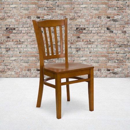HERCULES Series Vertical Slat Back Cherry Wood Restaurant Chair, PK2 MPN:2-XU-DGW0008VRT-CHY-GG