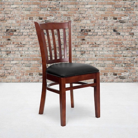 Mahogany Wood Chair-Blk Vinyl, PK2 MPN:2-XU-DGW0008VRT-MAH-BLKV-GG