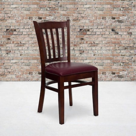 Mahogany Wood Chair-Burg Vinyl, PK2 MPN:2-XU-DGW0008VRT-MAH-BURV-GG