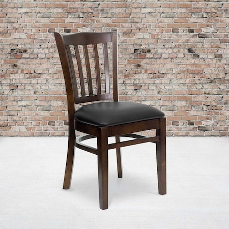 Walnut Wood Chair-Blk Vinyl, PK2 MPN:2-XU-DGW0008VRT-WAL-BLKV-GG