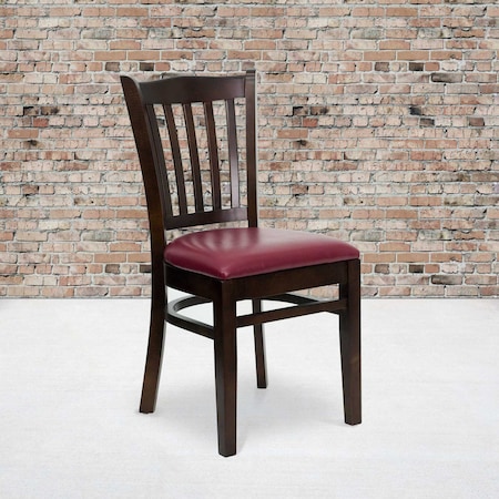 Walnut Wood Chair-Burg Vinyl, PK2 MPN:2-XU-DGW0008VRT-WAL-BURV-GG