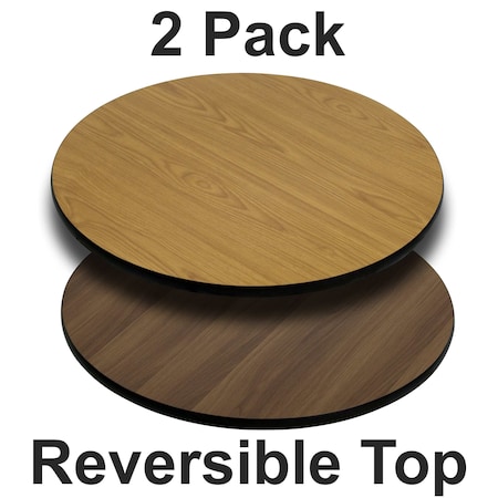 Round Reversible Top, Natural/Walnut, 36