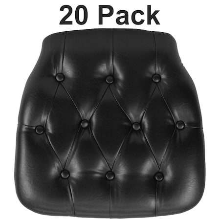 Hard Black Tufted Vinyl Chiavari Chair Cushion, PK20 MPN:20-SZ-TUFT-BLACK-GG