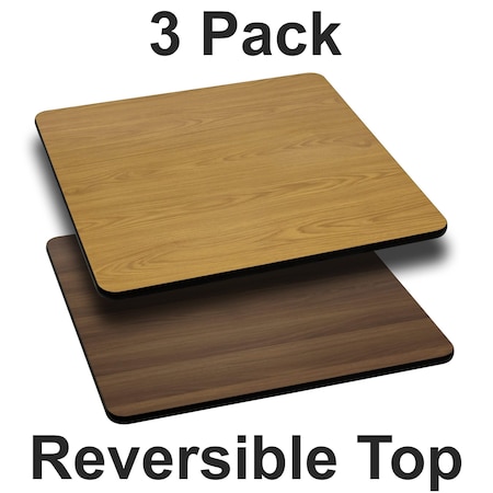 Square Reversible Top, Natural/Walnut, 24