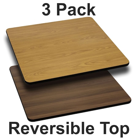 Square Reversible Top, Natural/Walnut, 30