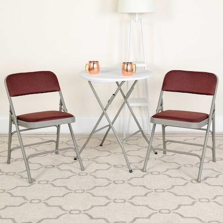 Burgundy Fabric Metal Chair, PK4 MPN:4-AW-MC309AF-BG-GG