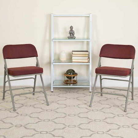 Burgundy Fabric Folding Chair, PK4 MPN:4-AW-MC320AF-BG-GG