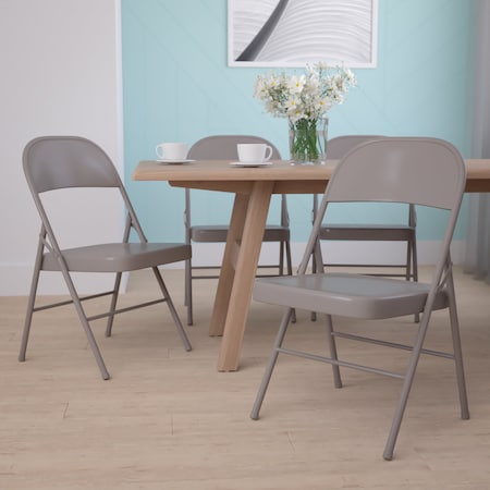HERCULES Series Double Braced Beige Metal Folding Chair, PK4 MPN:4-BD-F002-BGE-GG