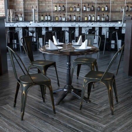 Distressed Copper Metal Indoor-Outdoor Stackable Chair, PK4 MPN:4-ET-3534-COP-GG