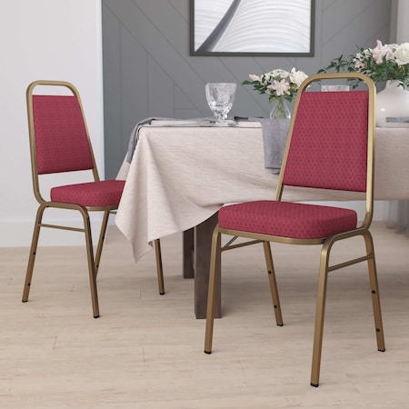 Burgundy Fabric Banquet Chair, PK4 MPN:4-FD-BHF-1-ALLGOLD-0847-BY-GG