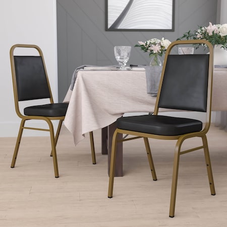 Black Vinyl Banquet Chair, PK4 MPN:4-FD-BHF-1-ALLGOLD-BK-GG