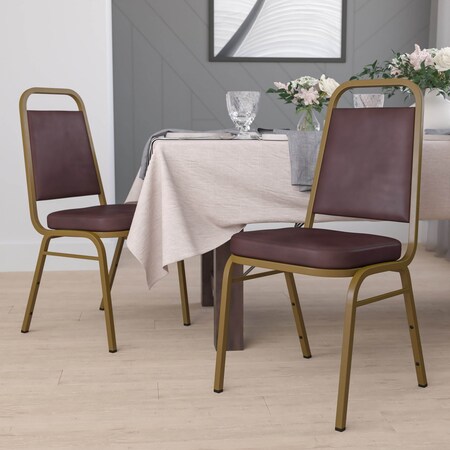 Brown Vinyl Banquet Chair, PK4 MPN:4-FD-BHF-1-ALLGOLD-BN-GG