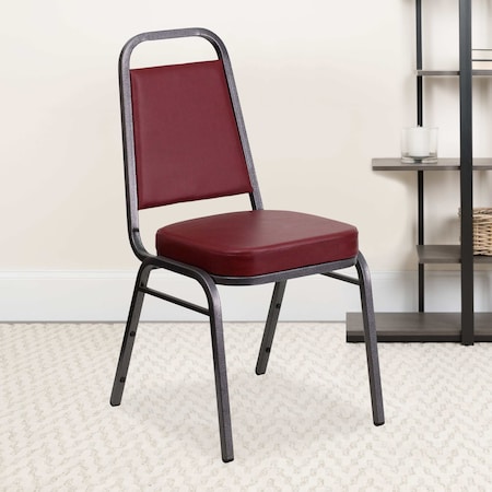 Burgundy Vinyl Banquet Chair, PK4 MPN:4-FD-BHF-1-SILVERVEIN-BY-GG