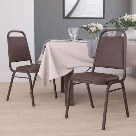Brown Vinyl Banquet Chair, PK4 MPN:4-FD-BHF-2-BN-GG