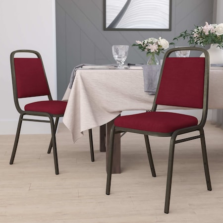 Burgundy Fabric Banquet Chair, PK4 MPN:4-FD-BHF-2-BY-GG