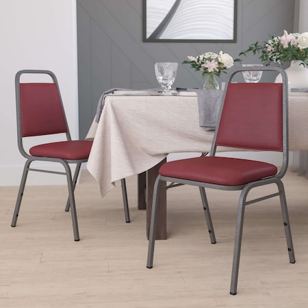 Burgundy Vinyl Banquet Chair, PK4 MPN:4-FD-BHF-2-BY-VYL-GG