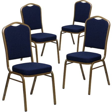 Navy Blue Fabric Banquet Chair, PK4 MPN:4-FD-C01-ALLGOLD-2056-GG